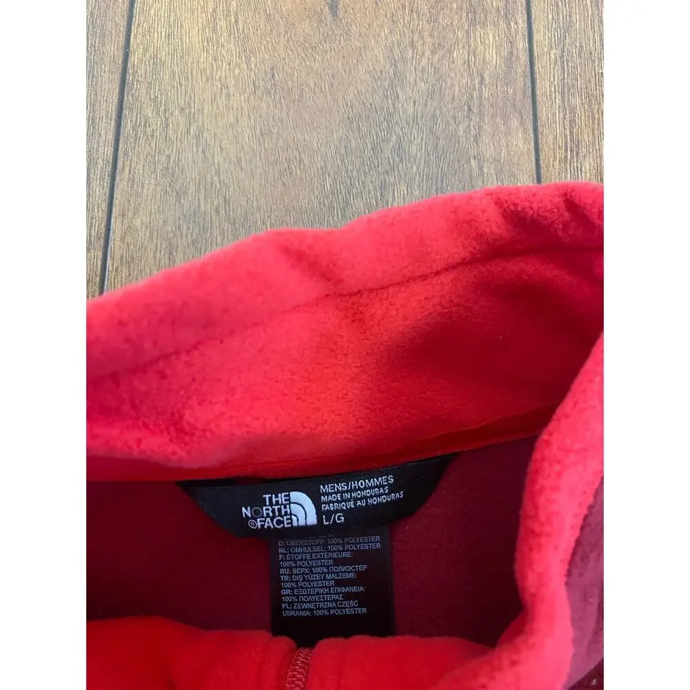 Men The North Face 1/4 zip red fleece pullover sweater top, L